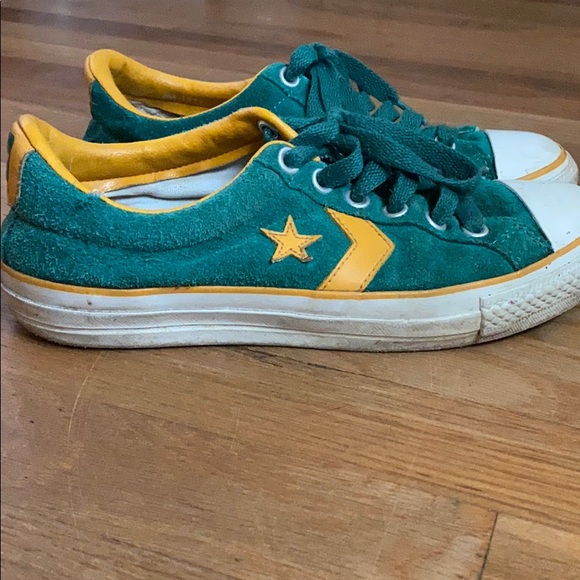Converse Shoes - Early 2000s Green & Gold Suede Converse
